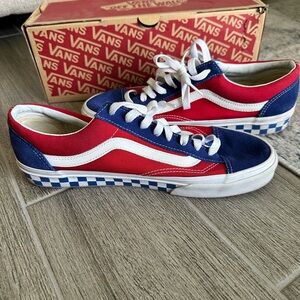 Vans Red and Blue Low-Top Sneakers